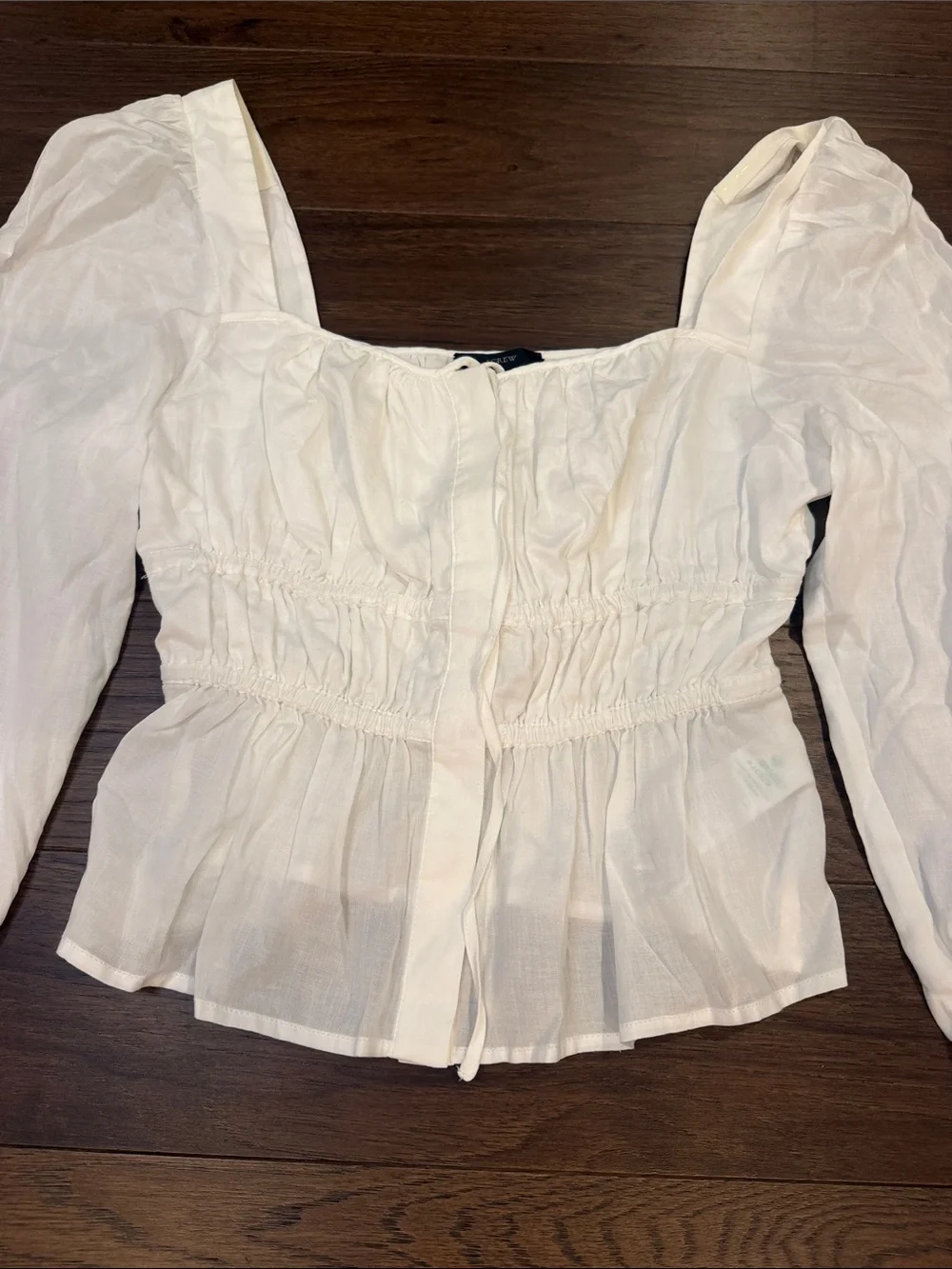 J. Crew White Puff Sleeve Square Neck Blouse Long Sleeve Size 8 NWT - C61-083